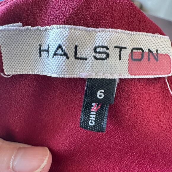 Halston Red One Shoulder Cocktail Dress SIZE 6 Draped Sheath Chic Designer $295 - Picture 8 of 9